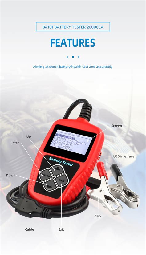 Battery Tester BA101 Lead Acid Battery Tester 12V Car Battery Analyzer