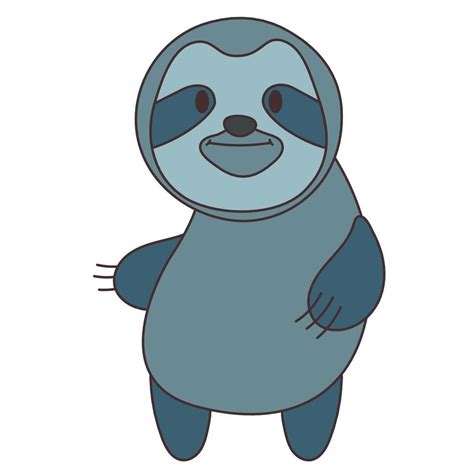 Vector cartoon sloth doodle. African animal. funny kind sloth bear ...