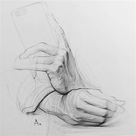 Pencil, A2. 30.05.18. #drawing #art #hand #hands #arm #phone #sketch # ...