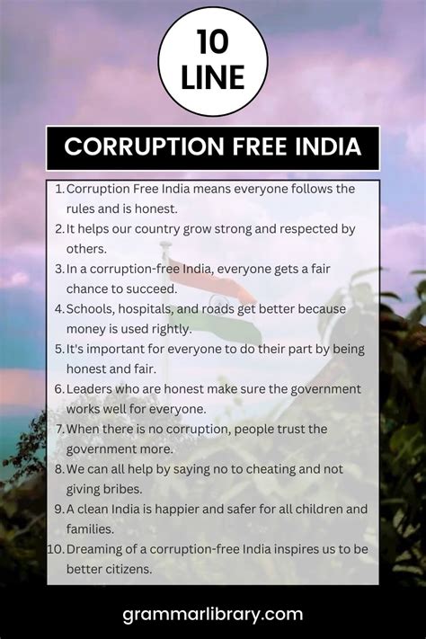 10 Lines on Corruption Free India - Grammar Library