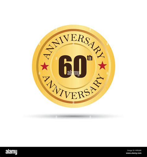 60 Jahre Jubiläum 60 Jahrestag Feier gold Abzeichen Symbol Logo Vektor