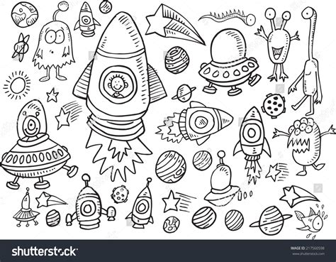 Outer Space Doodle Vector Illustration Art Stock Vector Royalty Free