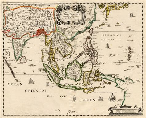 Antique Map Of Southeast Asia By Sanson N Sanderus Antique Maps