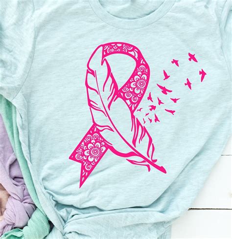 Feather Cancer Ribbon Svg