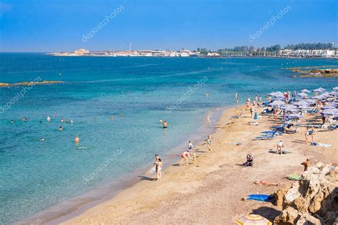 Paphos Cyprus July 162017 Municipal Beach Sodap Or Vrisoudia A