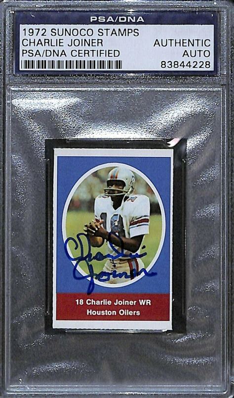 Charlie Joiner Signed 1972 Sunoco Stamps Rookie Football Card PSA DNA