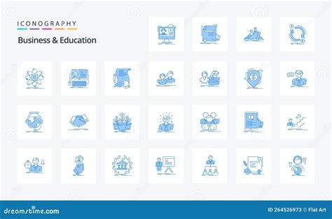 25 Business And Education Blue Icon Pack Stock Vector Illustration Of