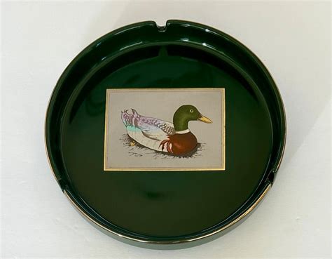 Vintage Otagiri Dark Green Round Ashtray With Mallard Duck Design Etsy