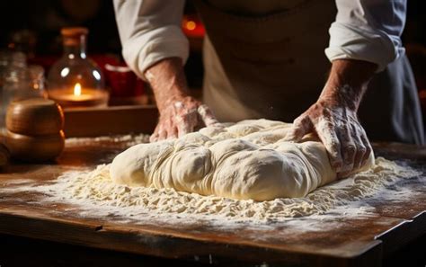 Premium Ai Image A Person Kneading Dough On Top Of A Wooden Table Ai