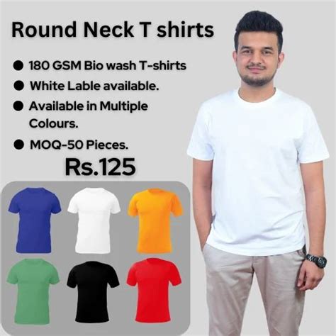 180 GSM Cotton Round Neck Half Sleeve T Shirts Plain At 119 In