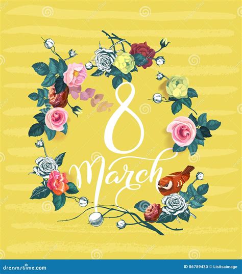 8 March. International Women`s Day Greeting Card Stock Vector ...