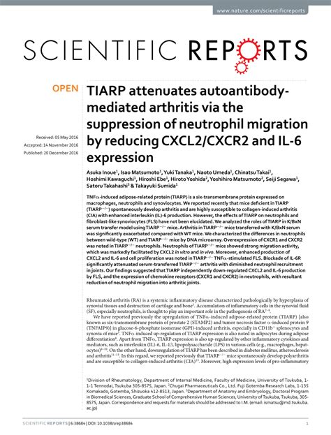 PDF TIARP Attenuates Autoantibody Mediated Arthritis Via The