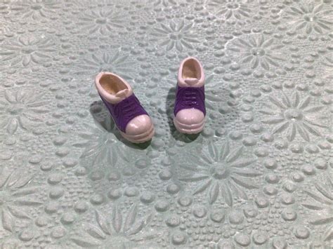 Barbie Doll Walking Barbie Shoes White Purple Heeled Sneakers Stroll N