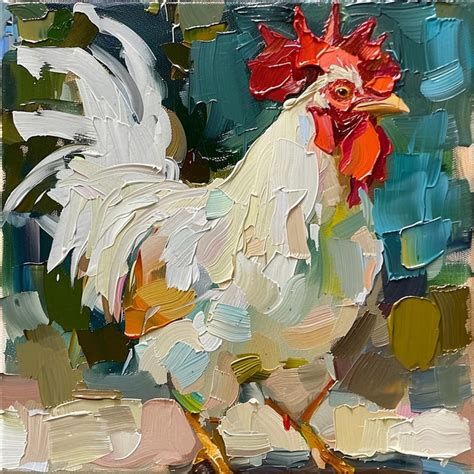 Rooster Oil Painting - Etsy