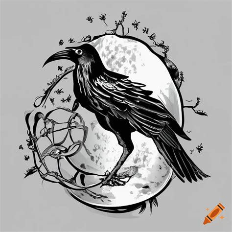 Crow Tattoo Design With A Ball