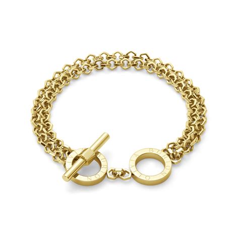 Signature Honeycomb Toggle Gold Plated Bracelet Olivia Burton London