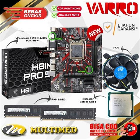 Jual Paket Mainboard LGA 1150 H81 DDR3 Core I5 4570 FAN RAM