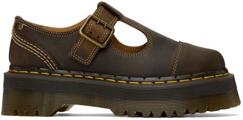 Dr Martens Brown Bethan Arc Leather Platform Mary Jane Oxfords En