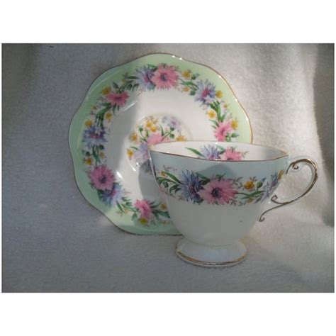 Sweet EB Foley Pink Blue Cornflower Teacup Saucer For Sale On Ruby