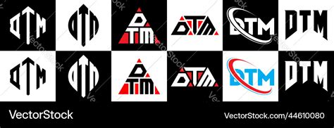 Dtm letter logo design in six style polygon Vector Image