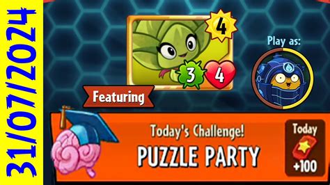 Puzzle Party 31 July 2024 Plants Vs Zombie Heroes Puzzle Party Pvz