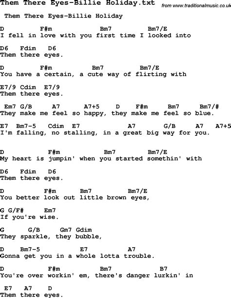 Jazz Song - Them There Eyes-Billie Holiday with Chords, Tabs and Lyrics ...