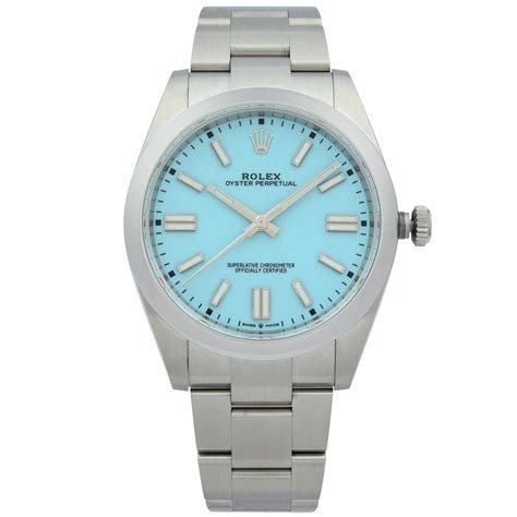 Rolex Oyster Perpetual Turquoise Blue Tiffany Dial Men S Watch 126000