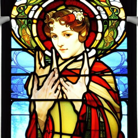 Patron Saint Of Cats Stained Glass Window By Alphonse Mucha · Creative Fabrica