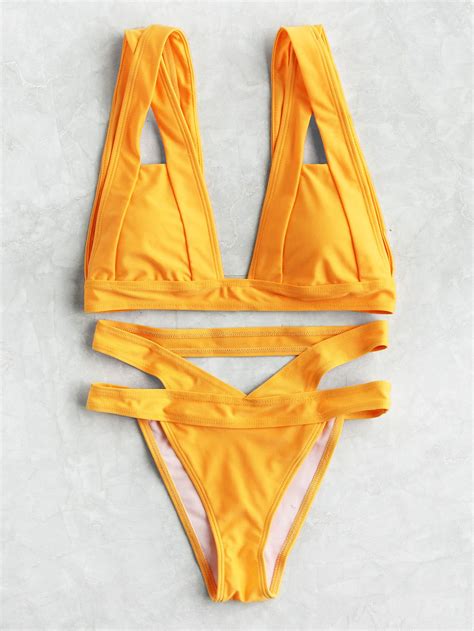 Shop Cutout Detail Triangle Bikini Set Online SheIn Offers Cutout