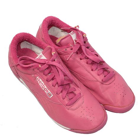 Vintage 1980s Hot Pink Leather Reebok Princess Aerobic Shoes