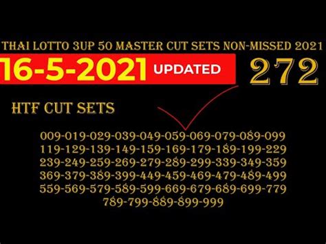 16 5 2021 THAI LOTTO 3UP 50 MASTER CUT SETS NON MISSED 2021