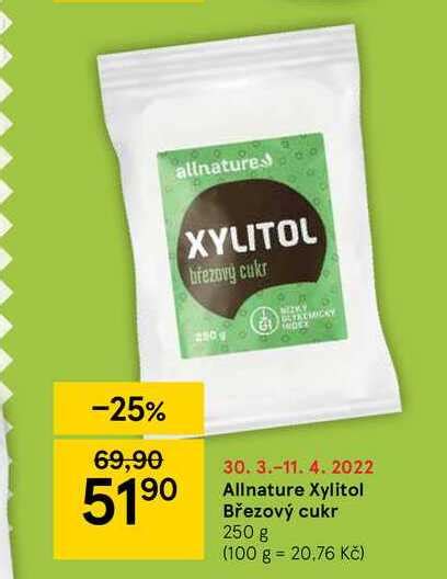 ARCHIV Allnature Xylitol Březový cukr 250 g v akci platné do 11 4