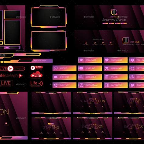 Modern Twitch Overlay Live Stream Photoshop Template Pack