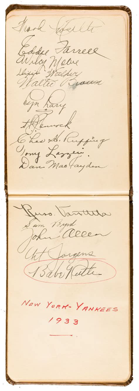 Circa Vintage Autograph Album Sports Signatures Including Babe Ruth Lou Gehrig And