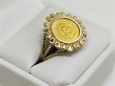 14K GOLD DOS PESOS COIN RING - Gem