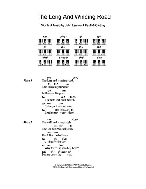 The Long And Winding Road Sheet Music By The Beatles Lyrics Piano