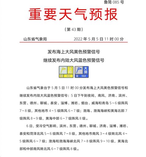 11市阵风7～8级，山东发布海上大风黄色和内陆大风蓝色预警信号 青报网 青岛日报官网