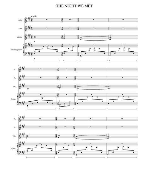 Lord Huron The Night We Met Sheet Music For Violin Alto Piano