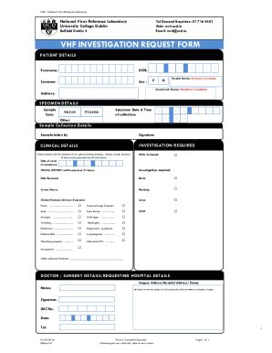 Fillable Online Nvrl Ucd Vhf Investigation Request Form D Xlsx Fax