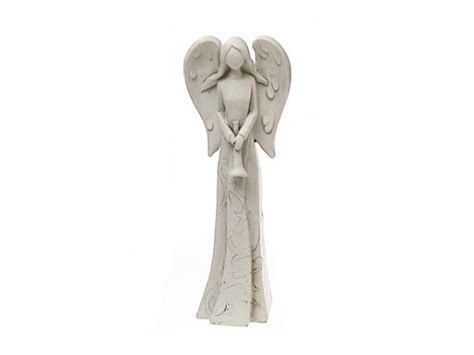 POLYRESIN ANGEL WITH ENGRAVINGS HOLDING TRUMPET IH Casadecor