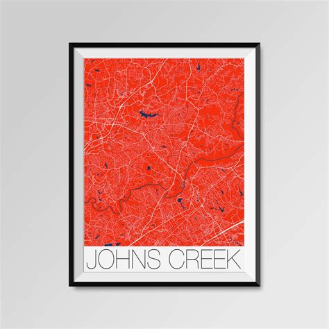 JOHNS CREEK Georgia Map Johns Creek City Map Print Johns | Etsy