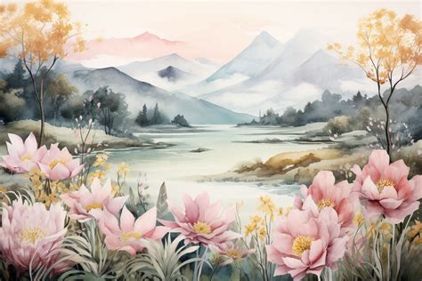 Watercolor Painting of Nature Landscape Graphic by Forhadx5 · Creative Fabrica