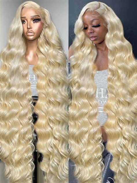 Luvin Brazilian 30 40 Inch 613 Honey Blonde Color 13x6 Lace Front Wigs