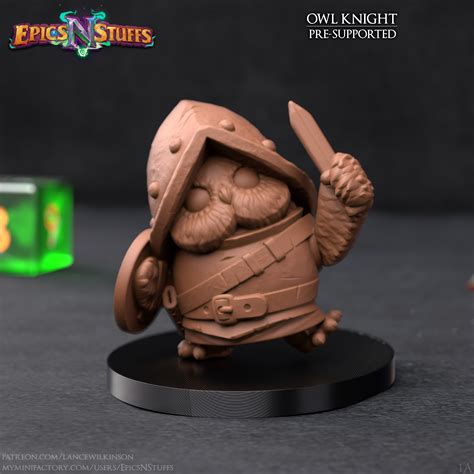 Archivo Stl Minifigura Owlkin Knight 1a Con Soporte Previo 🎩 ・design