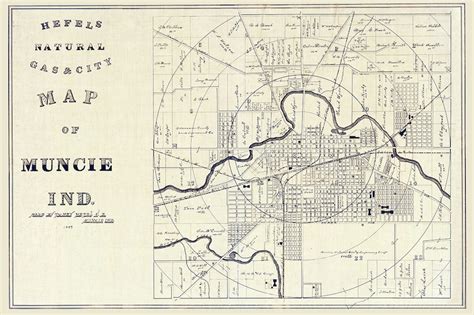 1889 Map Of Muncie Indiana Natural Gas Wells Etsy