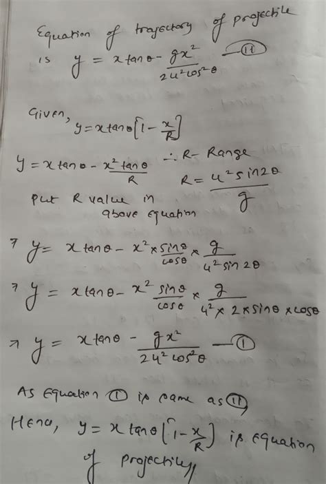 Prove this equation of trajectory of a projectile - Physics - Motion In ...