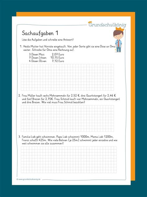 Vielfältige Kostenlose Übungen Und Aufgaben Mit Sachaufgaben Und Textaufgaben Für Mathe In Der