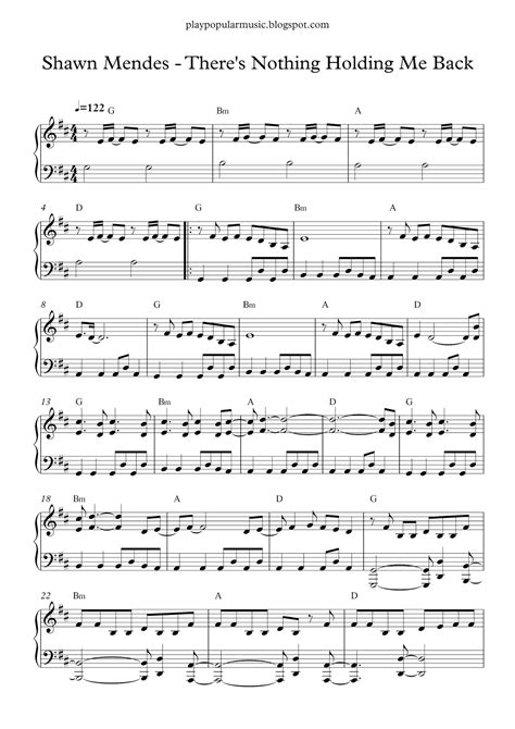 Free Piano Sheet Music Shawn Mendes There S Nothing Holding Me Back