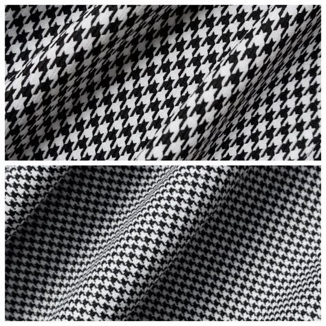 Black White Woven Houndstooth Polyester Suiting Fabric 2 Sizes Per