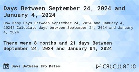 Days Between September And January Calculatio